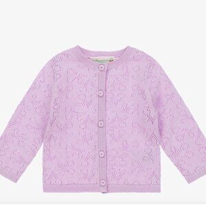 BONPOINT Pointelle-Knit Long-Sleeve Cardigan Purple